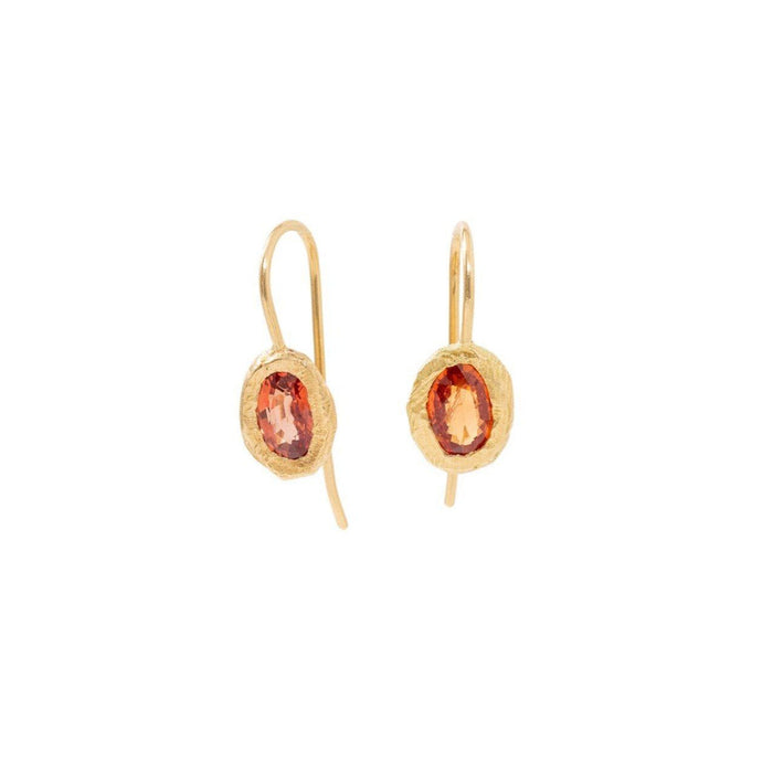 18kt Fixed Hook Poppy Red Sapphire Earrings