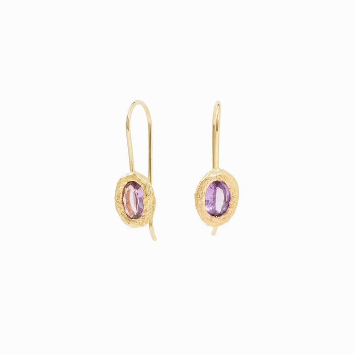 18kt Fixed Hook Purple Sapphire Earrings