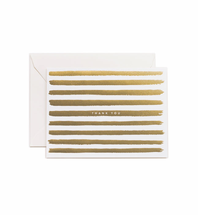 Gold Stripes Thank You card, Box of 8