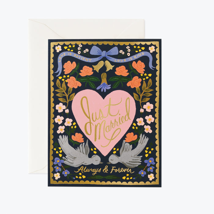 Just Married Lovebirds Card