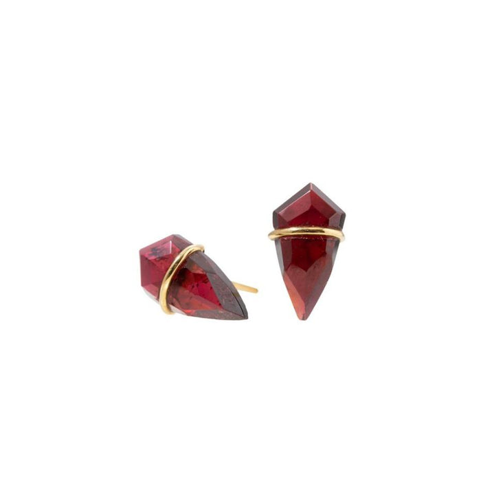 18kt Garnet Small Kite Studs