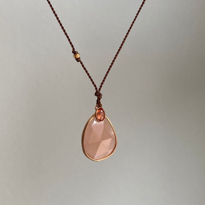 Peach Moonstone + Orange Sapphire Nightingale