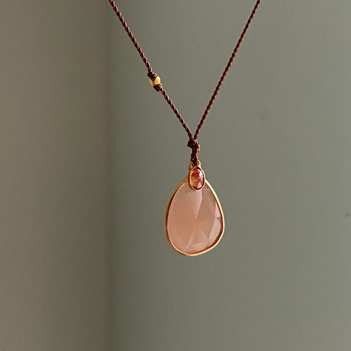 Peach Moonstone + Orange Sapphire Nightingale
