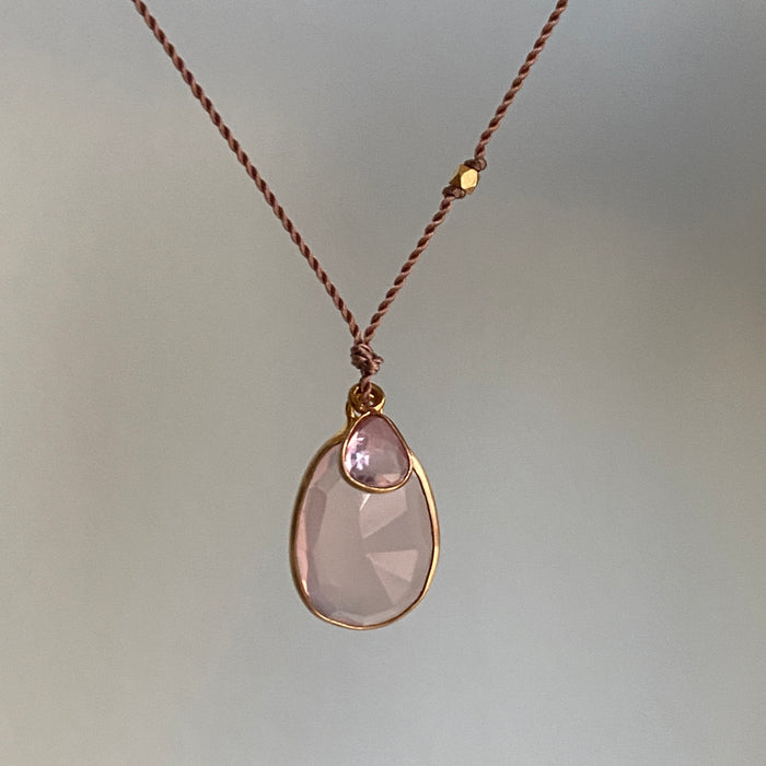 Rose Quartz with Sapphire Nightingale