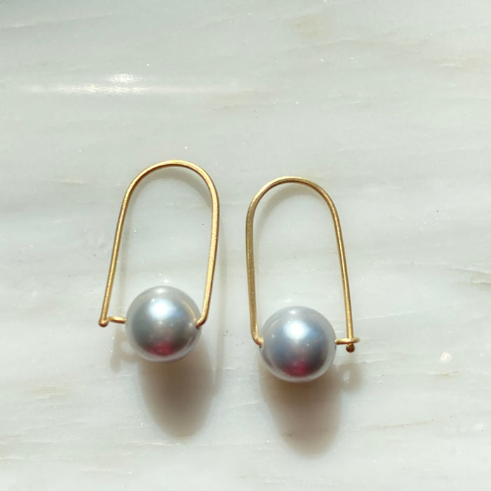 Wide Pearl Arch Earrings