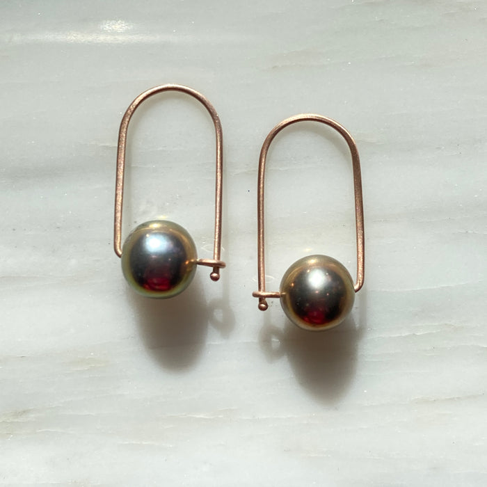 Wide Pearl Arch Earrings
