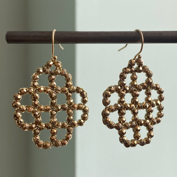 Woven Clover Earrings in Gold Pyrite