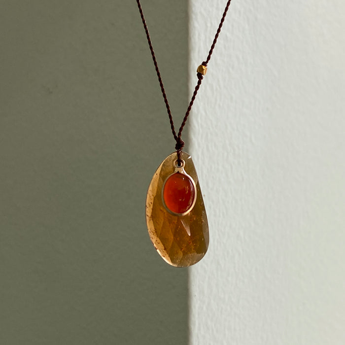 Spessartite Garnet with Fire Opal Nightingale