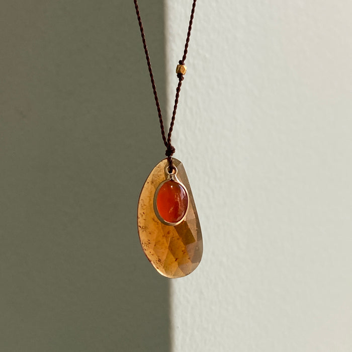 Spessartite Garnet with Fire Opal Nightingale