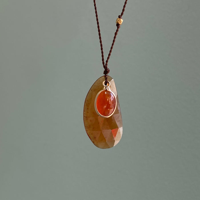 Spessartite Garnet with Fire Opal Nightingale