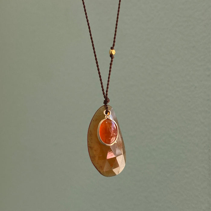 Spessartite Garnet with Fire Opal Nightingale