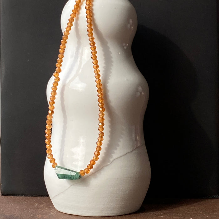 Hessonite Garnet + Emerald Bracelet