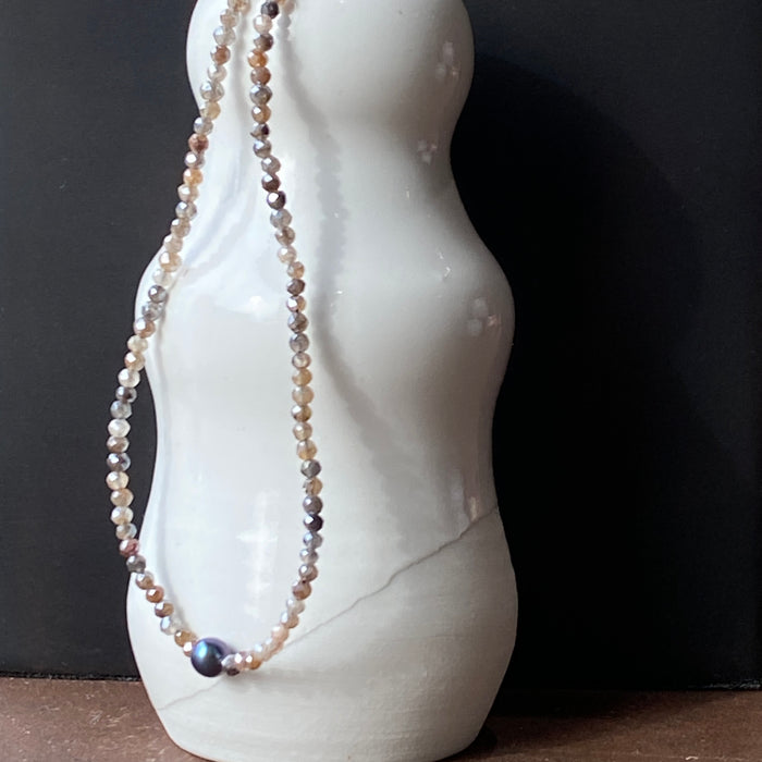 Mystic Moonstone + Pearl Bracelet