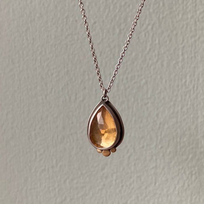 Citrine Teardrop with 22kt Dots