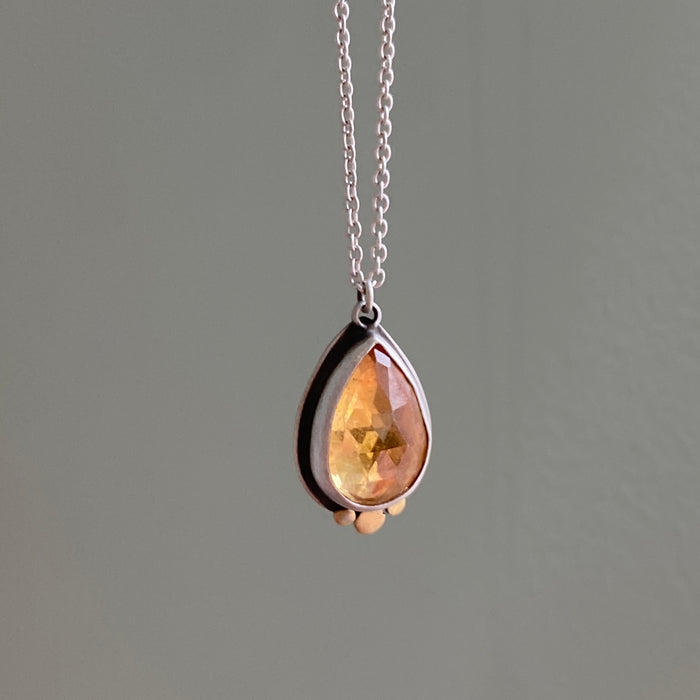 Citrine Teardrop with 22kt Dots