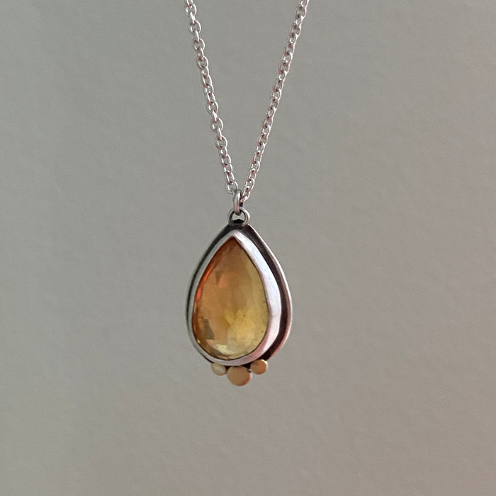 Citrine Teardrop with 22kt Dots