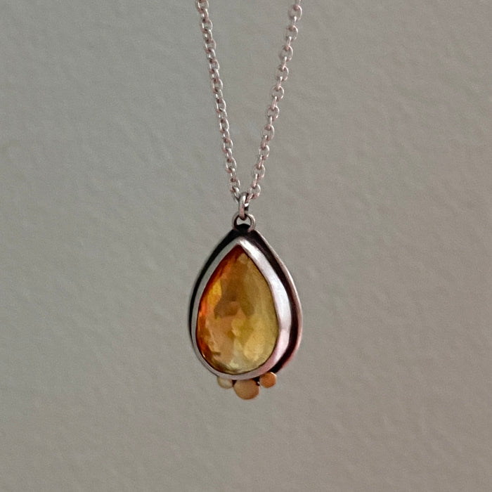 Citrine Teardrop with 22kt Dots