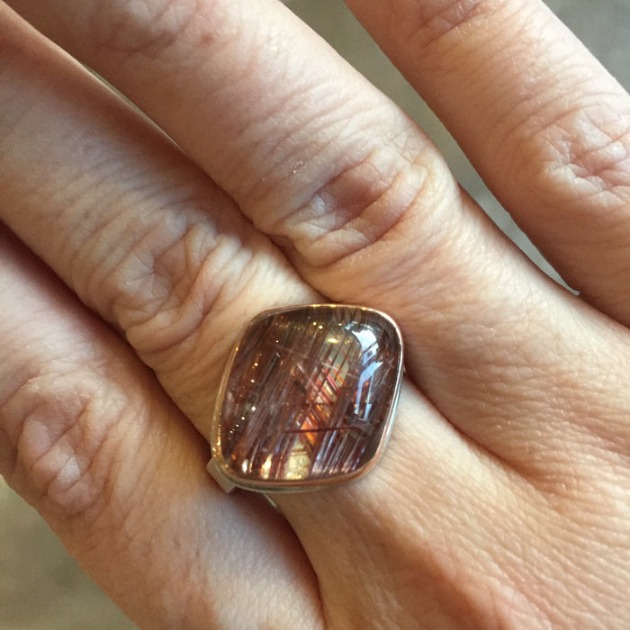 Asymmetrical Red Rutilated Quartz Ring