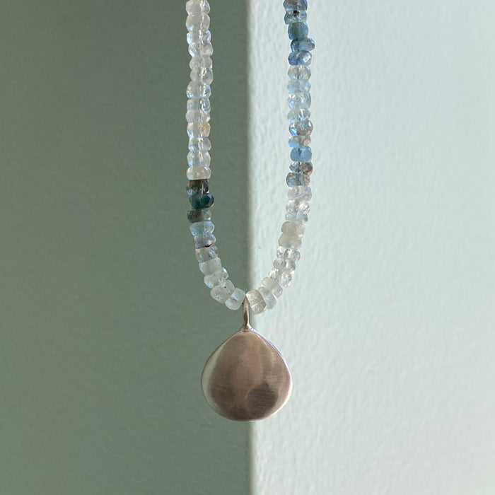 faceted drop on aqua necklace