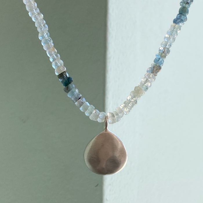 faceted drop on aqua necklace