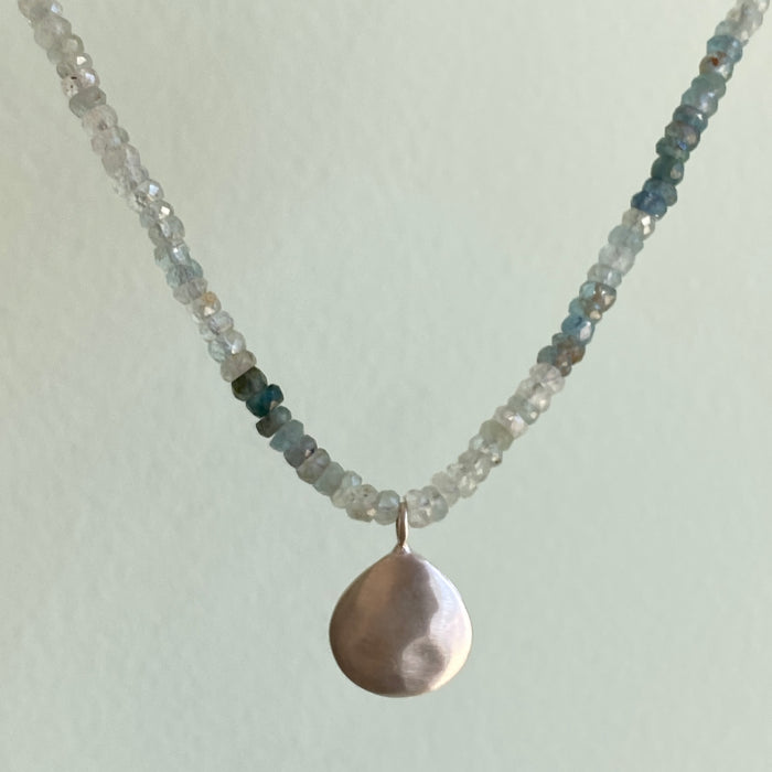 faceted drop on aqua necklace