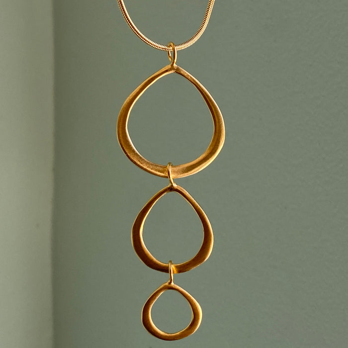 Golden Triple Ovals Necklace