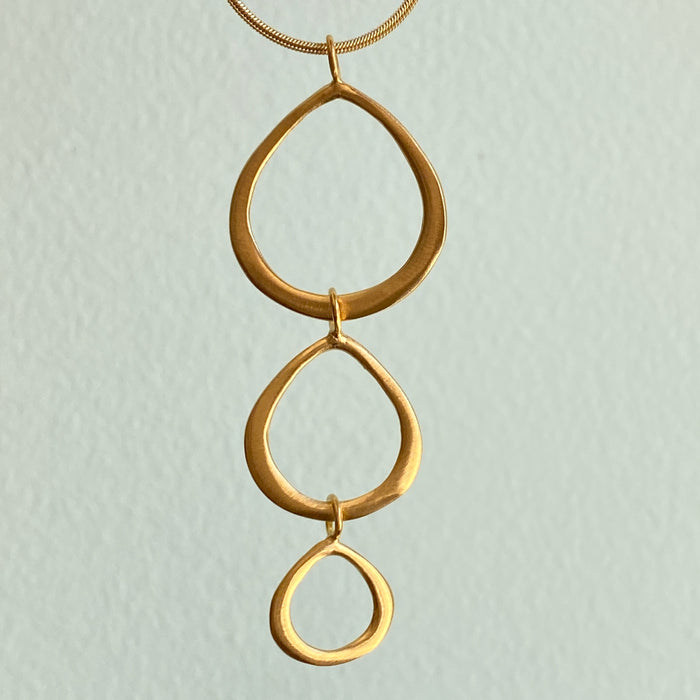 Golden Triple Ovals Necklace