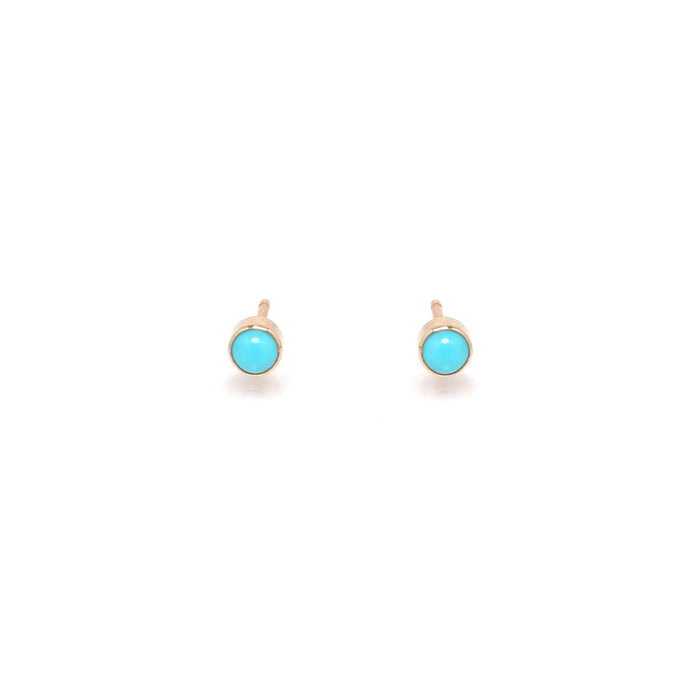 14kt Tiny Turquoise Bezel Studs