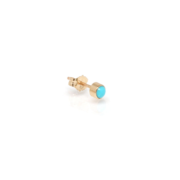 14kt Tiny Turquoise Bezel Studs