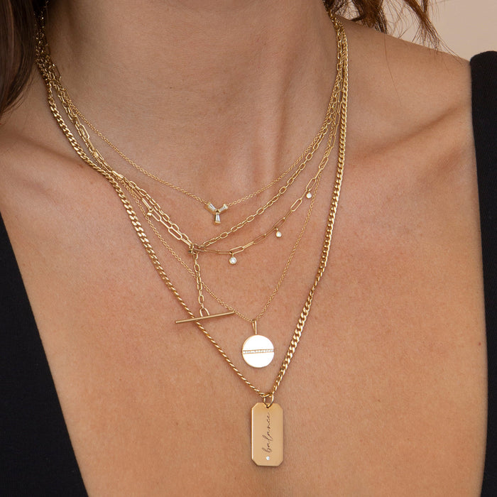 14kt Tapered Baguette Trio Necklace
