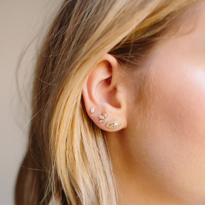 14kt Marquis Diamond Fan Studs