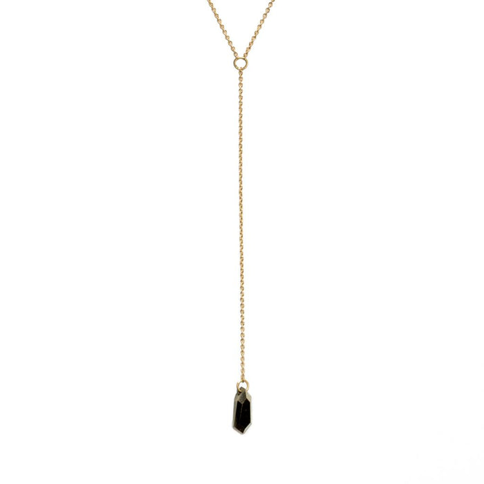 Pyrite Shield Lariat Necklace