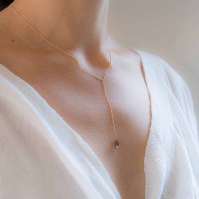 Pyrite Shield Lariat Necklace