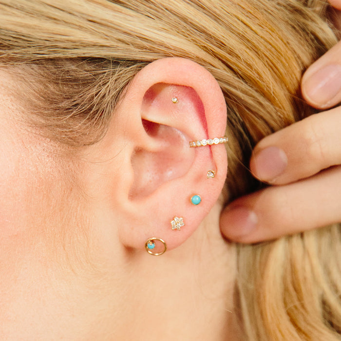 14kt Small Circle Turquoise Prong Studs