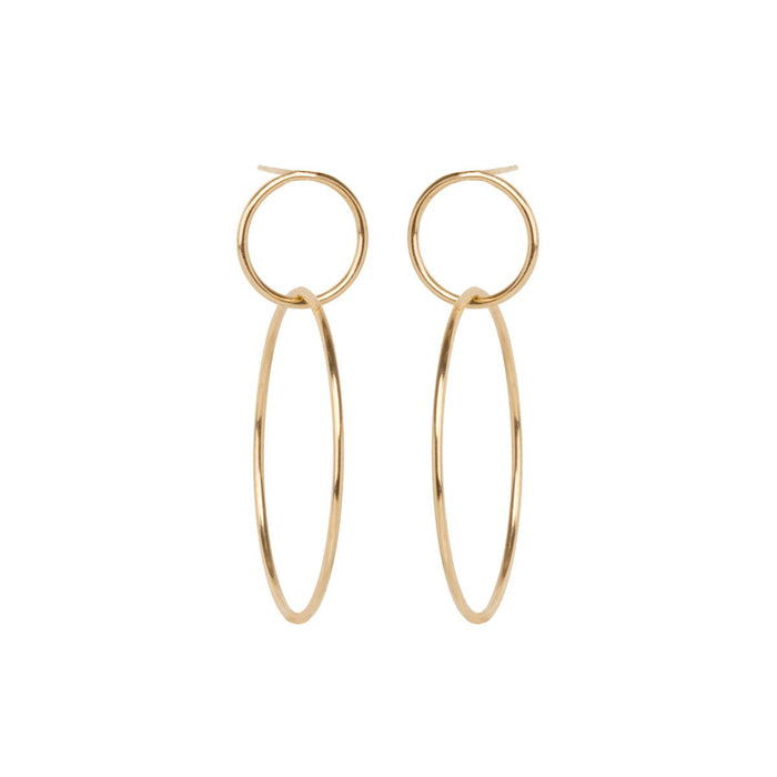 14kt Large Double Circle Hoop Earrings