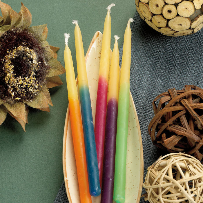Hand Dipped Menorah Candles, Multi Color