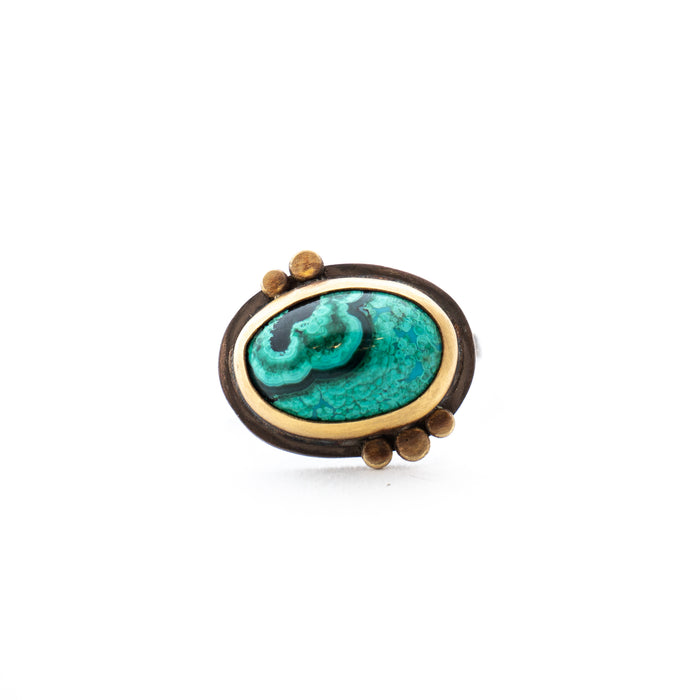 Smooth Oval Malachite with 22kt Dots