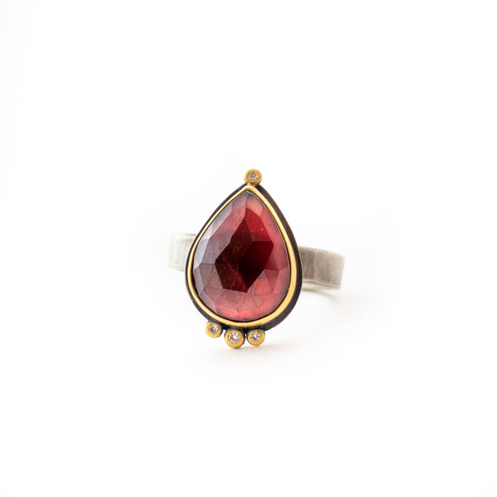 Rosecut Red Tourmaline with Diamond Dots