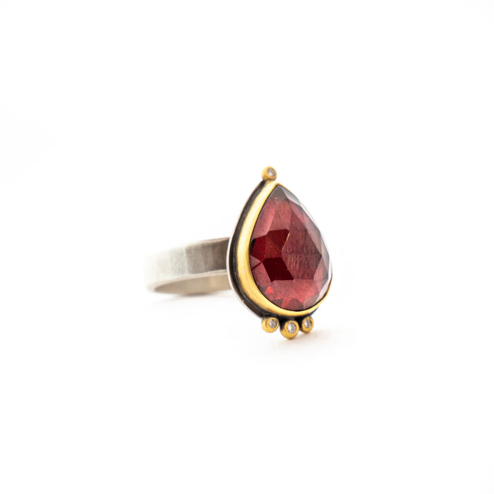 Rosecut Red Tourmaline with Diamond Dots