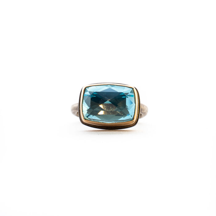 Rectangular Sky Blue Topaz Ring