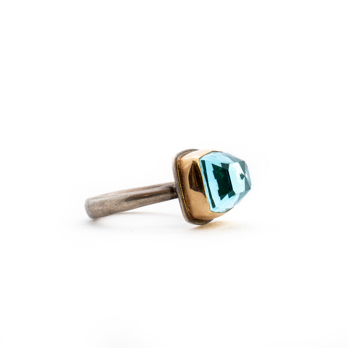 Rectangular Sky Blue Topaz Ring