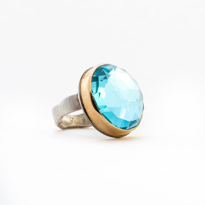 Rosecut Sky Blue Topaz Ring