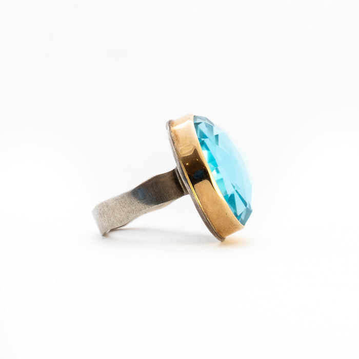 Rosecut Sky Blue Topaz Ring