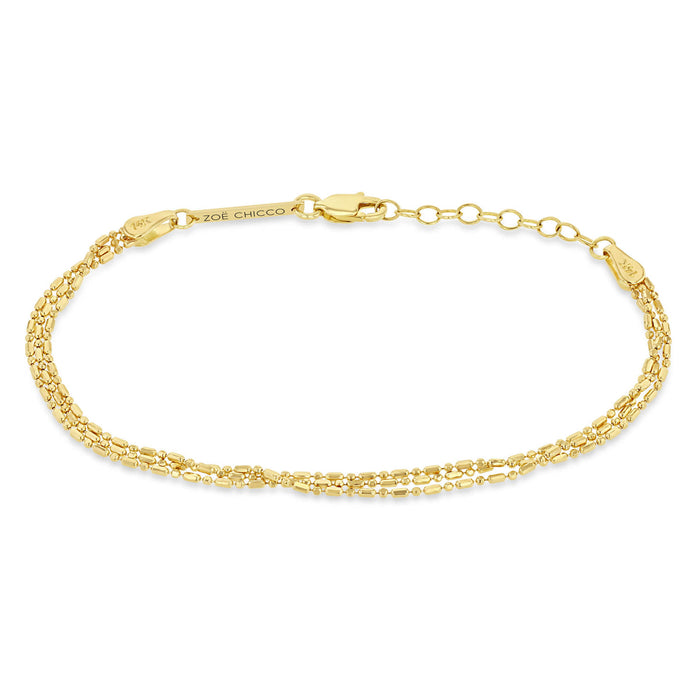 14kt Triple Strand Bar Chain Bracelet