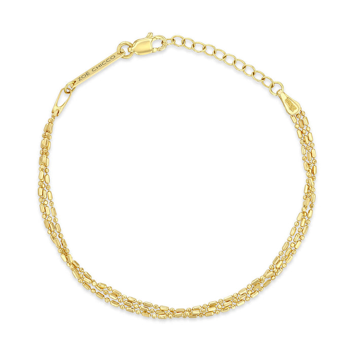 14kt Triple Strand Bar Chain Bracelet