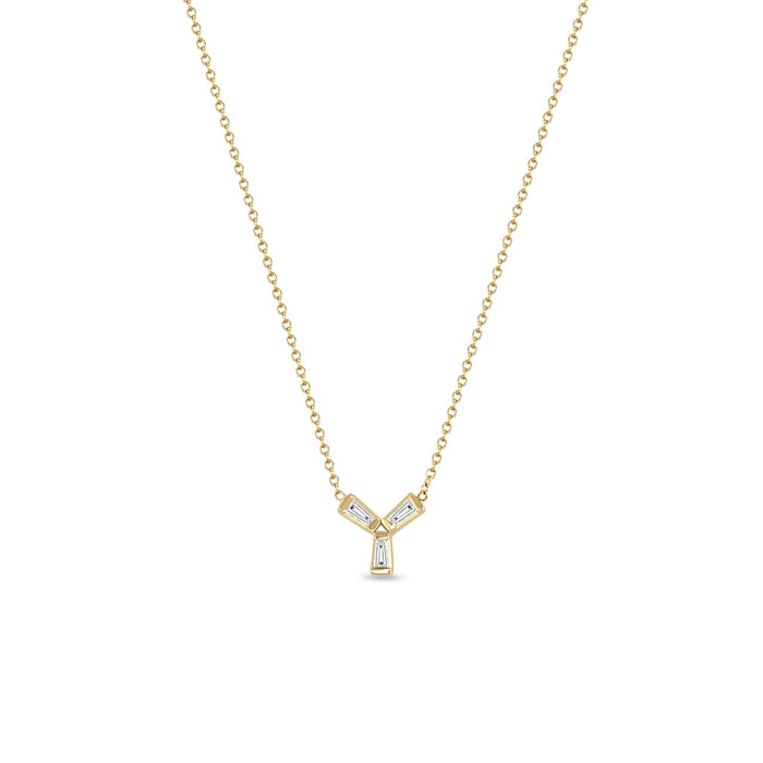 14kt Tapered Baguette Trio Necklace