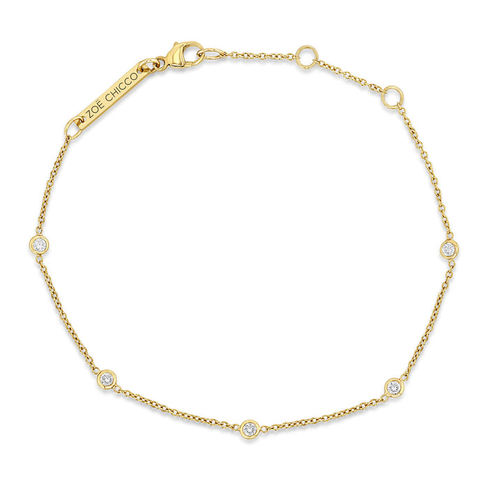 14kt Floating Diamond Station Bracelet