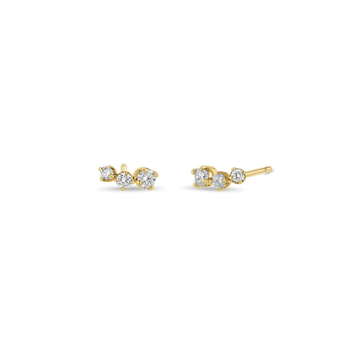 14kt Graduated Prong Diamond Curve Studs