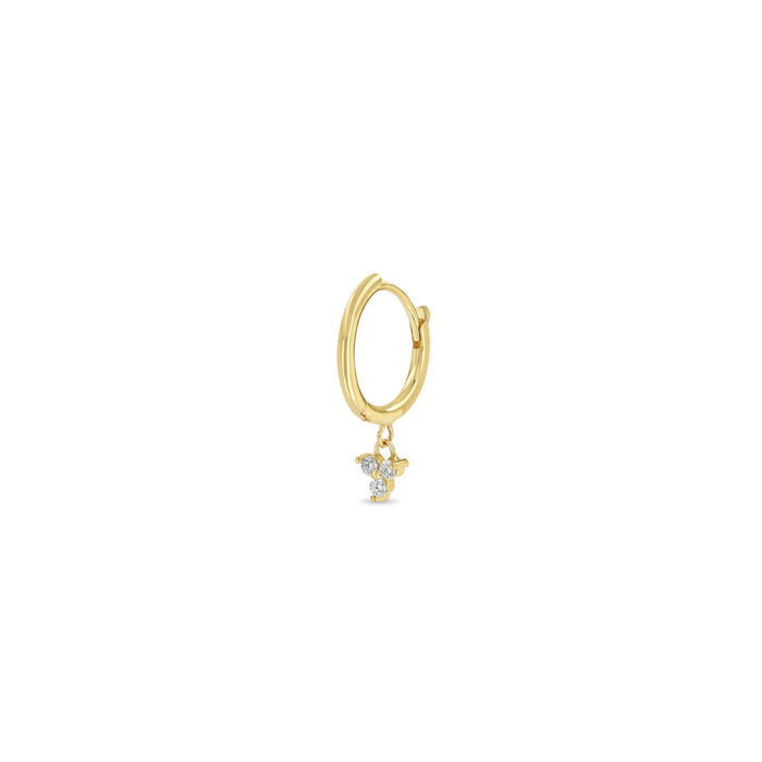 14kt Hinge Hoop with Dangling Diamond Trio
