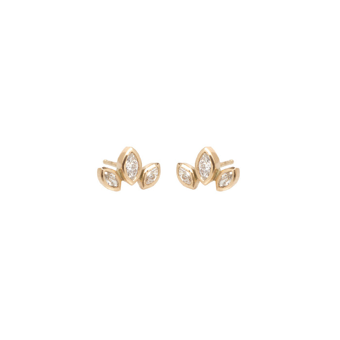 14kt Marquis Diamond Fan Studs